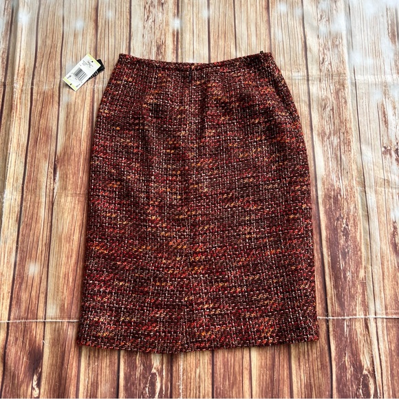Kasper Women’s Tweed Pencil Skirt Turin Deep Choco Size 4 - Picture 6 of 11